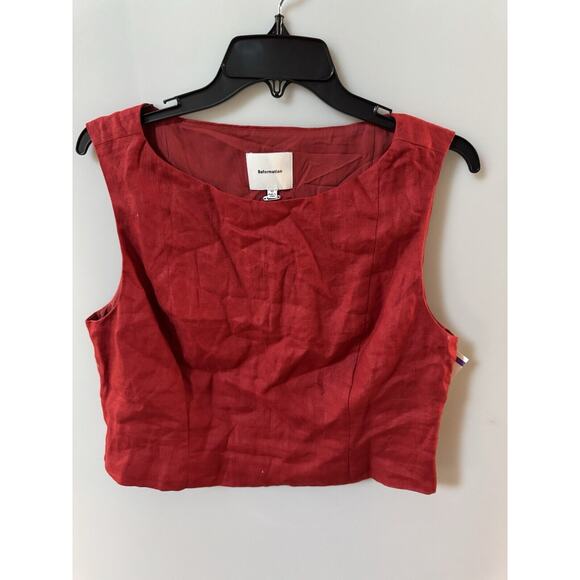 Reformation Grace linen Women’s Red Top Size 12 (top Only) - Picture 1 of 5